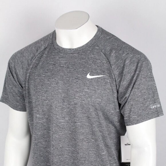 Nike Men's Swim T Shirt Short Sleeve Dri Fit Black Heather UV Protection XL NWT - Picture 4 of 5
